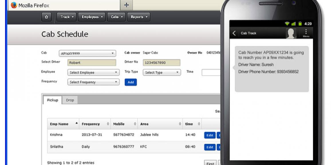 Sagarsoft’s™ Text Based Messaging by CabTracker™ on Android for Transportation Safety